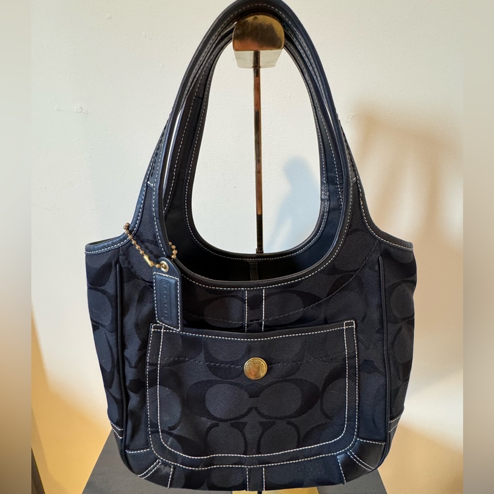 Vintage Coach Ergo Monogram Shoulder Bag in Black